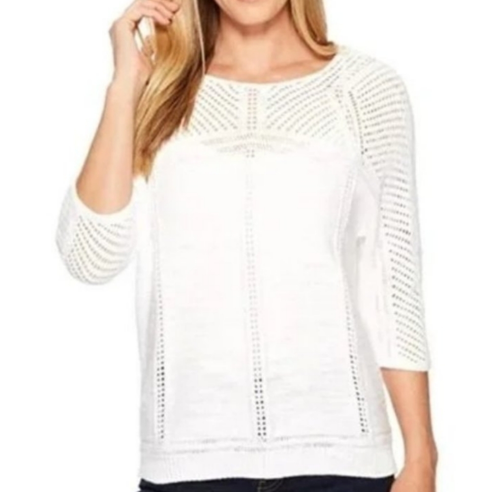 Prana Getup Sweater Women's XS White Organic Cotton Loose Knit Casual Comfy
